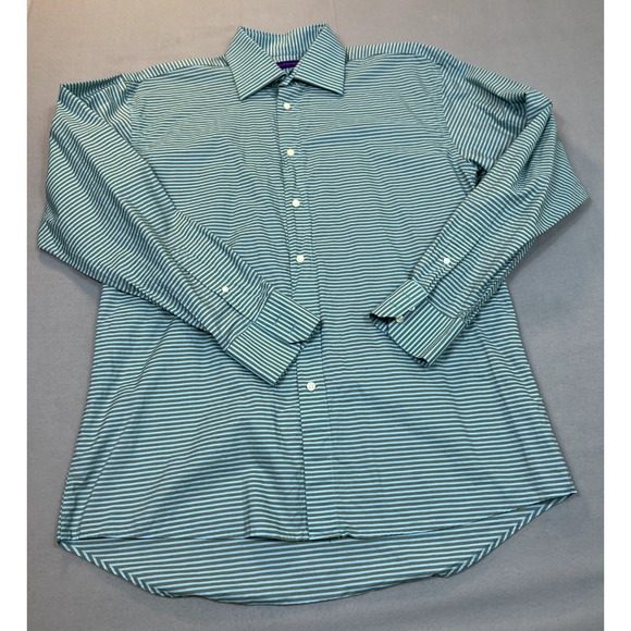 Other - Kuhlman Shirt Mens 42 Button Front Casual Cotton Brown GreenBlue‎ Striped Turkey